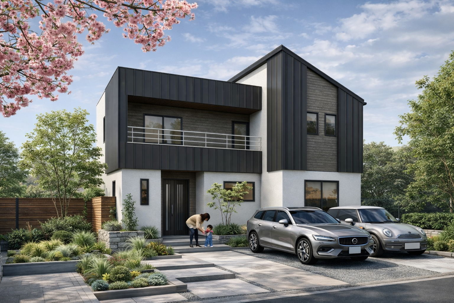 バルコニーから家族の幸せが見える家