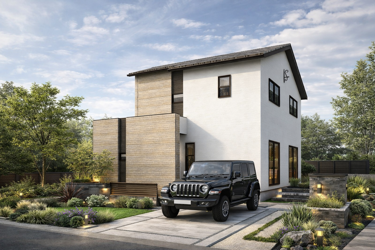 塗り壁が映える家Ⅱ