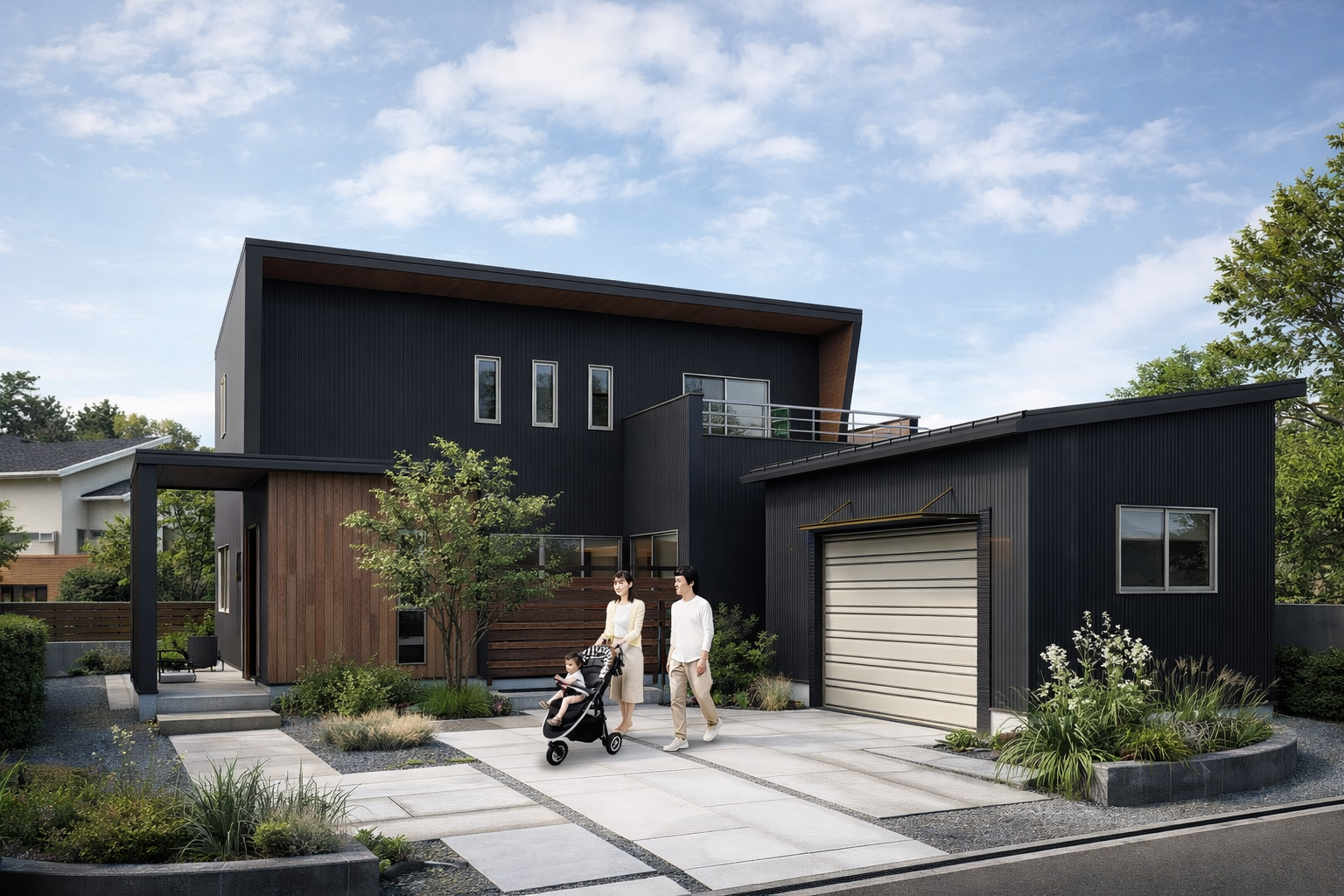 開放的な広々リビングの家