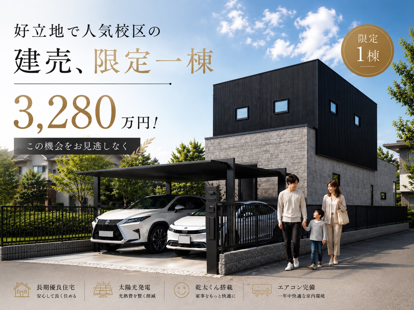 ≪建売見学会≫　高松市多肥上町　－建売らしくない建売住宅を。帰り道や散歩道も、ずっと一緒に。－ アイキャッチ画像